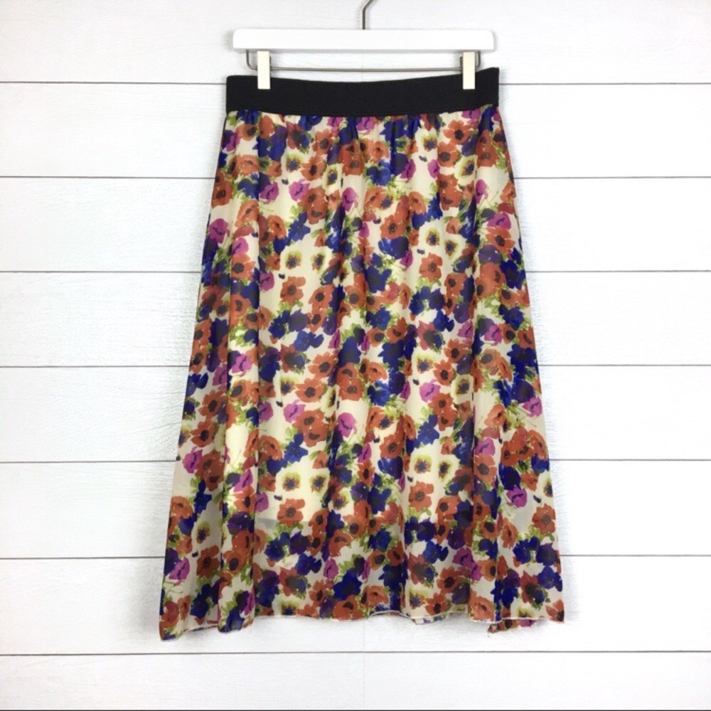 LuLaRoe spring floral Lola skirt M